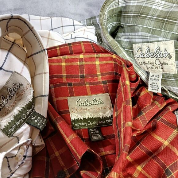 Lot of 3 Cabelas Mens XL Shirts Button Up Long Sleeve Office Casual Outdoor Work - Picture 2 of 13